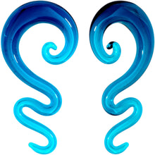 Load image into Gallery viewer, Blue Glass Translucent Zig Zag Spiral Taper Set 6mm to 12mm