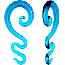Load image into Gallery viewer, Blue Glass Translucent Zig Zag Spiral Taper Set 6mm to 12mm