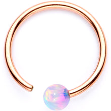 Load image into Gallery viewer, 20G White Synthetic Opal Rose Gold PVD Seamless Circular Ring