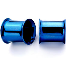 Load image into Gallery viewer, Blue Anodized Steel Double Flare Tunnel Plug Set 4mm to 16mm