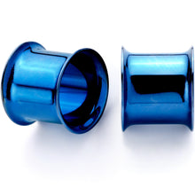 Load image into Gallery viewer, Blue Anodized Steel Double Flare Tunnel Plug Set 4mm to 16mm