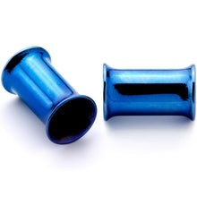 Load image into Gallery viewer, Blue Anodized Steel Double Flare Tunnel Plug Set 4mm to 16mm