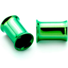 Load image into Gallery viewer, Green Anodized Steel Double Flare Tunnel Plug Set 4mm-16mm