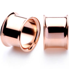 Load image into Gallery viewer, Rose Gold Tone Anodized Steel Double Flare Tunnel Plug Set 4mm to 16mm