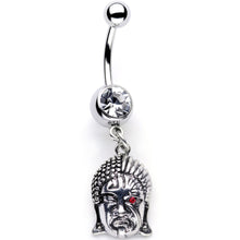 Load image into Gallery viewer, Red CZ Gem Android Buddha Dangle Belly Ring