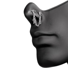 Load image into Gallery viewer, 20G 1/4 Autumn Fall Leaves Chain Dangle Double Nose Bone