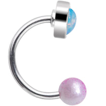 Load image into Gallery viewer, 16G 5/16 Blue Faux Opal Heart Pearlescent Horseshoe Barbell