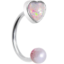 Load image into Gallery viewer, 16G 5/16 White Faux Opal Heart Pearlescent Horseshoe Barbell