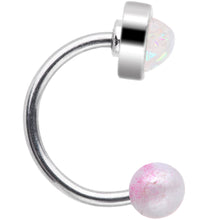 Load image into Gallery viewer, 16G 5/16 White Faux Opal Heart Pearlescent Horseshoe Barbell
