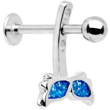 Load image into Gallery viewer, Blue Glitter Mermaid Tail Dangle Cartilage Tragus Helix Piercing