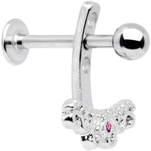 Load image into Gallery viewer, Pink Gem Victorian Swirl Dangle Cartilage Tragus Helix Piercing
