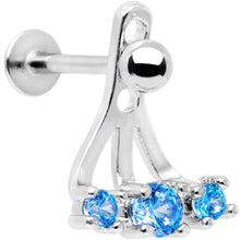 Load image into Gallery viewer, Blue Gem Triplet Fan Dangle Cartilage Tragus Helix Piercing