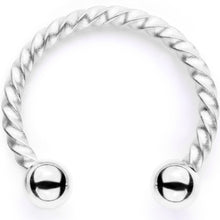 Load image into Gallery viewer, 16G 3/8 Teal Faux Opal Twisted Horseshoe Closure Ring Set