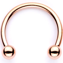 Load image into Gallery viewer, 16G 3/8 Pink Faux Opal Rose Gold Tone Horseshoe Closure Ring Set