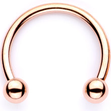 Load image into Gallery viewer, 16G 3/8 Teal Faux Opal Rose Gold Tone Horseshoe Closure Ring Set