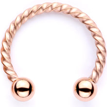 Load image into Gallery viewer, 16G 3/8 Teal Faux Opal Rose Gold Tone Horseshoe Closure Ring Set