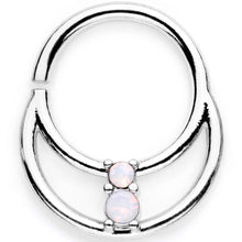 Load image into Gallery viewer, 16G 3/8 White Faux Opal Twisted Horseshoe Closure Ring Set