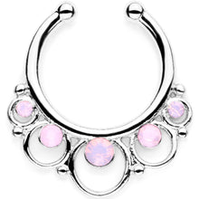 Load image into Gallery viewer, 16G Pink Faux Opal Twisted Horseshoe Clip On Fake Septum Ring Set