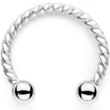 Load image into Gallery viewer, 16G Teal Faux Opal Twisted Horseshoe Clip On Fake Septum Ring Set