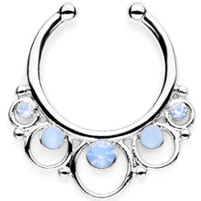Load image into Gallery viewer, 16G Blue Faux Opal Twisted Horseshoe Clip On Fake Septum Ring Set