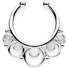 Load image into Gallery viewer, 16G White Faux Opal Twisted Horseshoe Clip On Fake Septum Ring Set