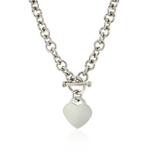 Load image into Gallery viewer, Sterling Silver Rolo Chain with a Heart Toggle Charm and Rhodium Plating