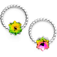 Load image into Gallery viewer, 14G 9/16 Green Gem Supernova So Twisted BCR Captive Ring Set