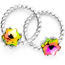 Load image into Gallery viewer, 14G 9/16 Green Gem Supernova So Twisted BCR Captive Ring Set