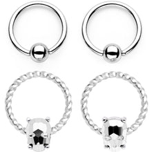 Load image into Gallery viewer, 14G Sugar Skull Mask Twisted BCR Captive Nipple Ring Set of 4
