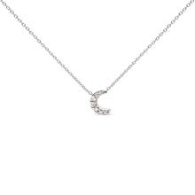 Load image into Gallery viewer, 10K White Gold Diamond Accented Crescent Moon Shaped 18" Inch Pendant Necklace (H-I Color, I1-I2 Clarity)