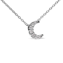 Load image into Gallery viewer, 10K White Gold Diamond Accented Crescent Moon Shaped 18" Inch Pendant Necklace (H-I Color, I1-I2 Clarity)