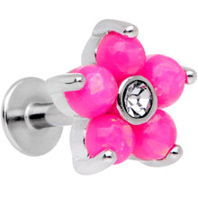 Load image into Gallery viewer, 16G 1/4 Pink Faux Opal CZ Flower Cartilage Tragus