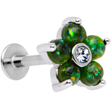 Load image into Gallery viewer, 16G 5/16 Green Faux Opal CZ Flower Cartilage Tragus