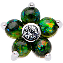 Load image into Gallery viewer, 16G 5/16 Green Faux Opal CZ Flower Cartilage Tragus