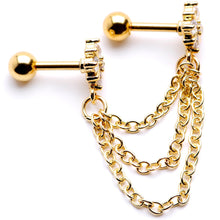 Load image into Gallery viewer, 16G 1/4 Clear Gem Gold PVD Decadence Cartilage Chain Earring