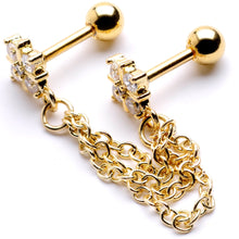 Load image into Gallery viewer, 16G 1/4 Clear Gem Gold PVD Decadence Cartilage Chain Earring