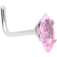 Load image into Gallery viewer, 20G 1/4 Pink CZ Gem Ellipse L Shape Nose Ring