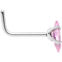 Load image into Gallery viewer, 20G 1/4 Pink CZ Gem Ellipse L Shape Nose Ring