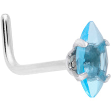 Load image into Gallery viewer, 20G 1/4 Aqua CZ Gem Ellipse L Shape Nose Ring