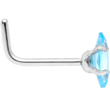 Load image into Gallery viewer, 20G 1/4 Aqua CZ Gem Ellipse L Shape Nose Ring