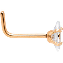 Load image into Gallery viewer, 20G 1/4 Clear CZ Gem Rose Gold IP Ellipse L Shape Nose Ring