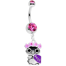 Load image into Gallery viewer, Pink Gem BFF Penguins Dangle Belly Ring Set