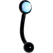 Load image into Gallery viewer, 16G 5/16 White Synthetic Opal Flat Set Black IP Curved Eyebrow Rook Piercing