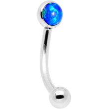Load image into Gallery viewer, 16G 5/16 Blue Synthetic Opal Flat Set Curved Eyebrow Rook Piercing