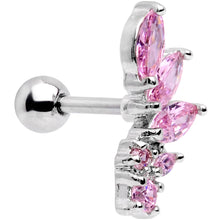 Load image into Gallery viewer, 16G 1/4 Pink Gem Dewdrop Cluster Cartilage Tragus Earring