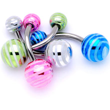 Load image into Gallery viewer, Pastel Stripes Party Pack Belly Ring Set of 4