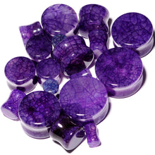 Load image into Gallery viewer, Solid Purple Stone Saddle Plug Set 6mm to 25mm