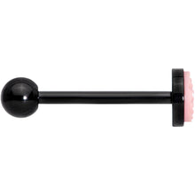 Load image into Gallery viewer, Black PVD Pink Mermaid Scale Barbell Tongue Ring