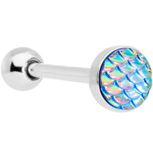 Load image into Gallery viewer, Aqua Mermaid Scale Barbell Tongue Ring