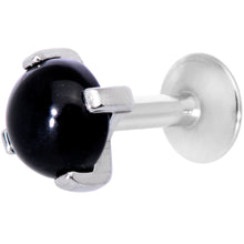 Load image into Gallery viewer, 16G 1/4 Black Agate Internally Threaded Labret Monroe Tragus